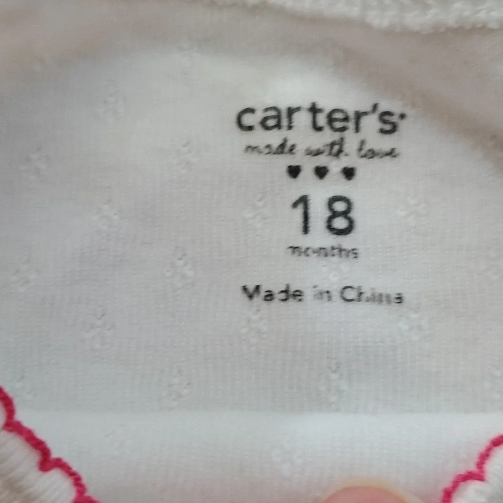 Carters‎ Girls Rose Onesie Long Sleeve Outfit with Olive Green Pants Size 18M
